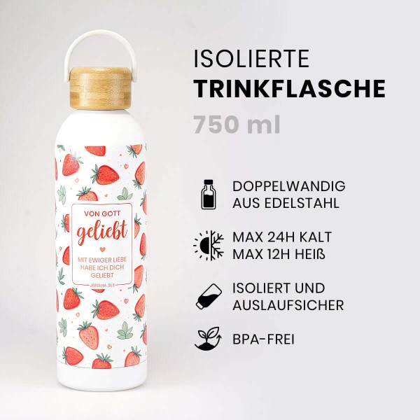 Isolierte Trinkflasche - "Von Gott geliebt"